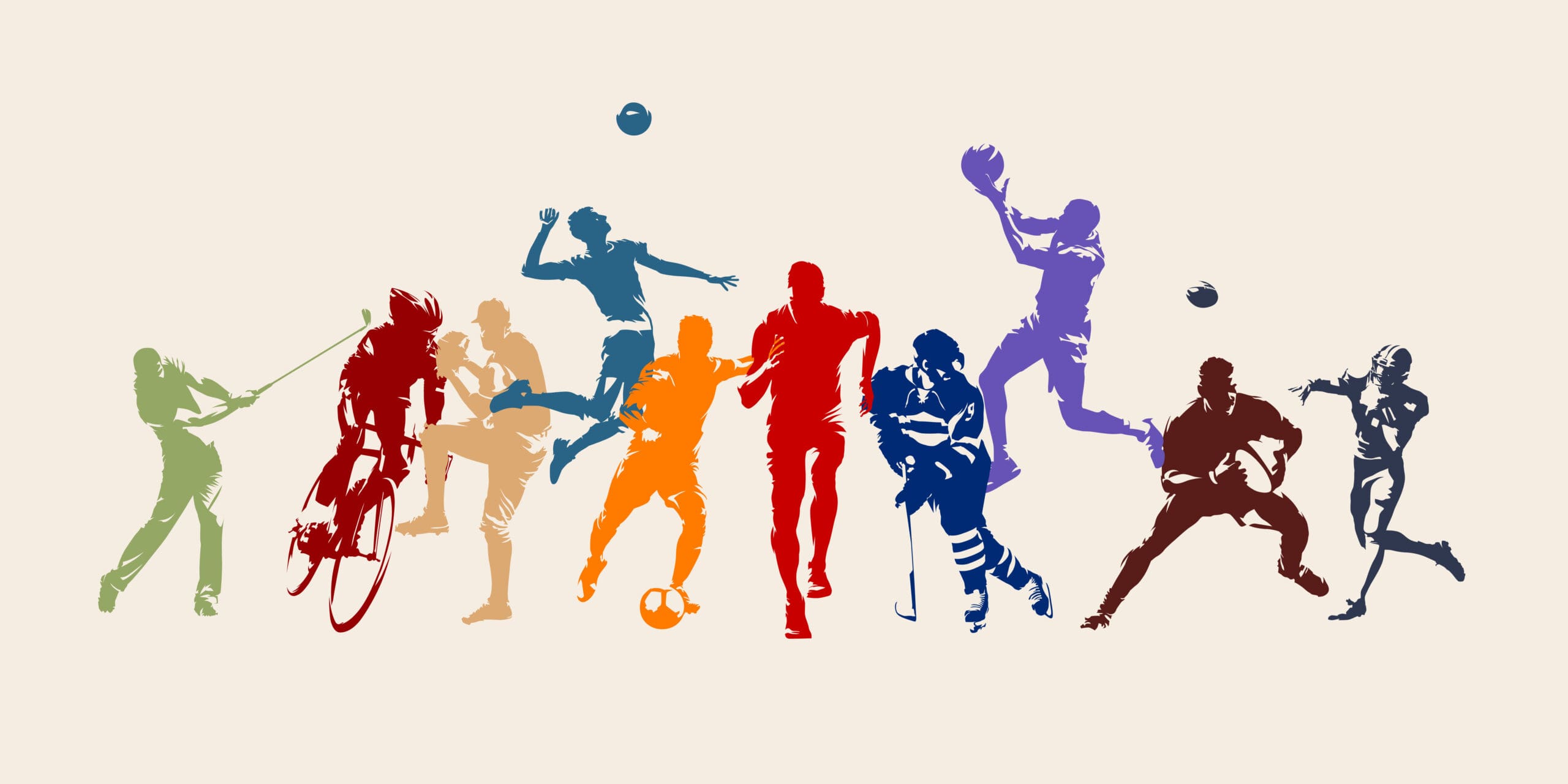 Silhouettes of people playing sports vector, including mouthguards | price 1 credit usd $1.